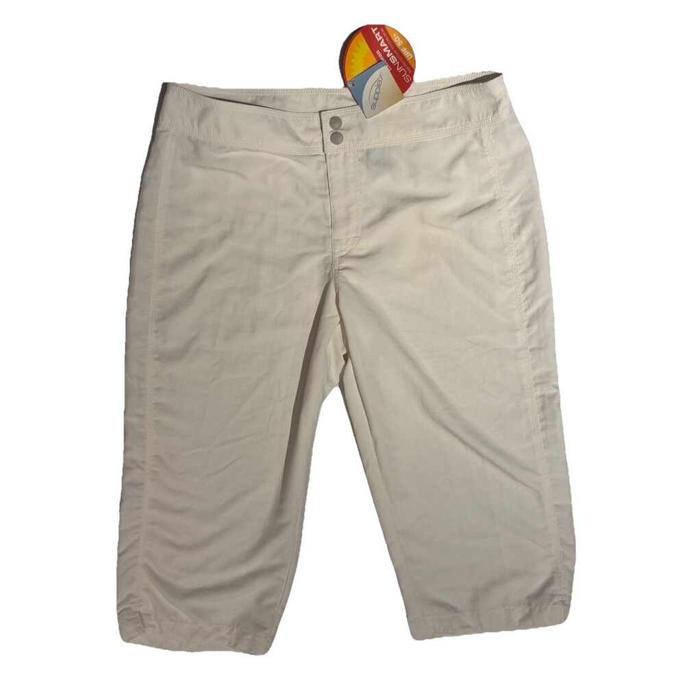 NEW L.L. Bean Capri Pants Women 12 Reg White Sunsmart UPF 50+ Light Weight VTG